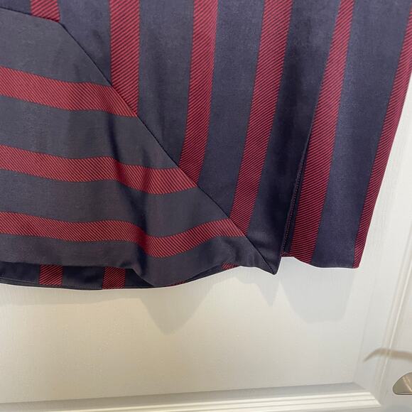 By Malene Birger Danish Designer Asymmetric Stripes Skirt Navy Red Wrap 38 US 8 - Picture 3 of 6